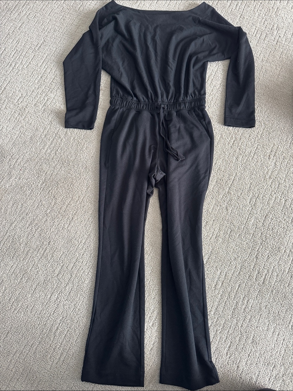 Splendid Black Long-Sleeve Drawstring Jumpsuit